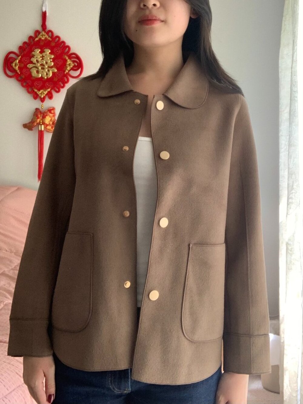 Soft Faux-Wool Brown Jacket